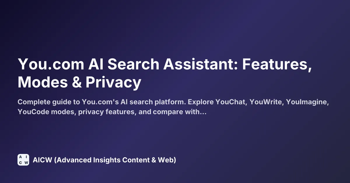 You.com AI Search Assistant: Features, Modes & Privacy